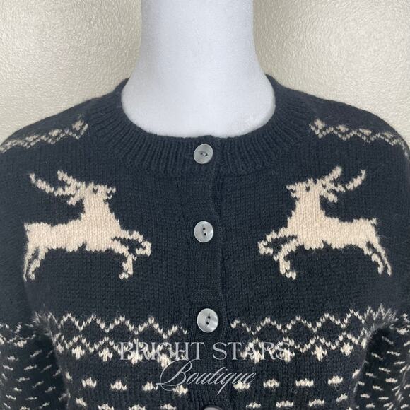 Rare Reindeer Cardigan ASO Sabrina The Teenage Witch Black Cream Vintage Holiday - Picture 7 of 10